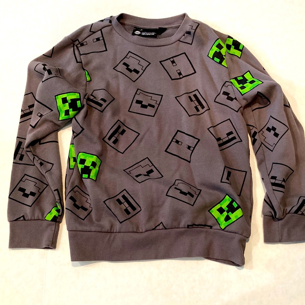 Minecraft boys grey and green sweatshirt